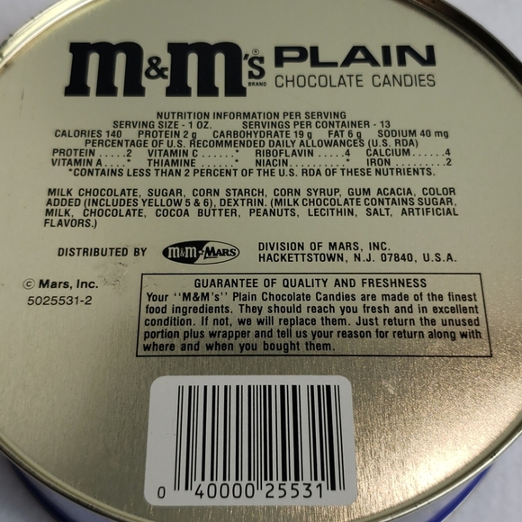 Vintage 1988 M&M's Candy Tin Round Blue Purple - Picture 7 of 9